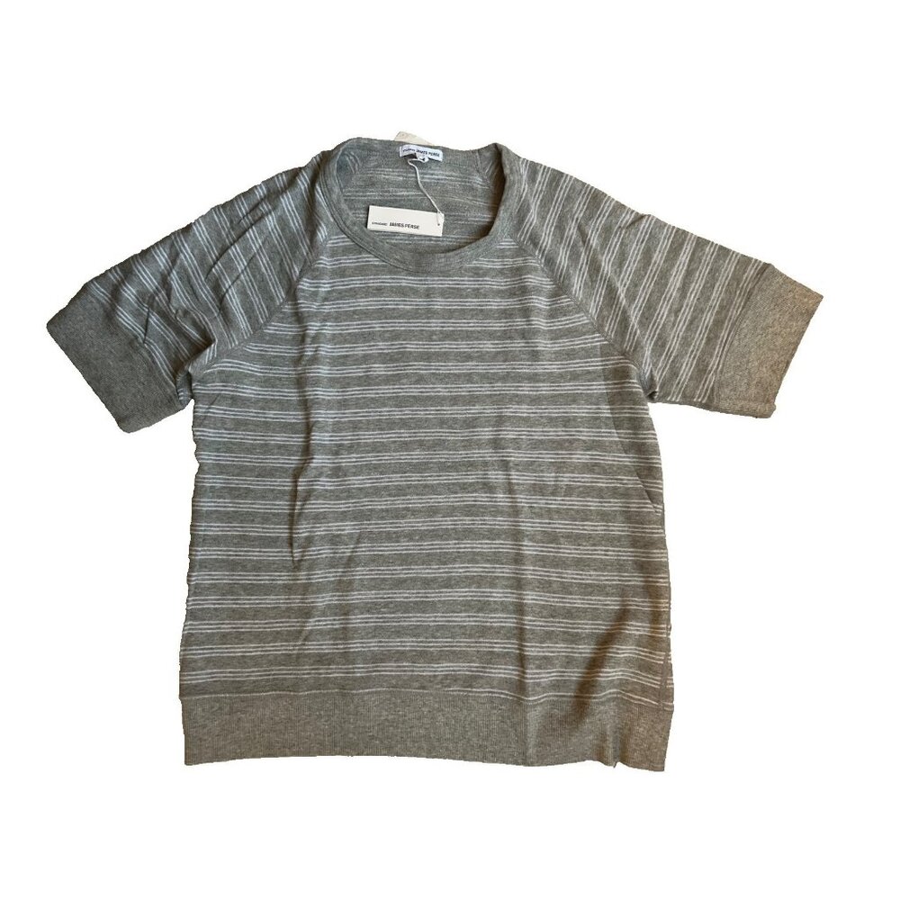 *** James Perse Loopwheel Crewneck Stripe Top Grey ( 3 )